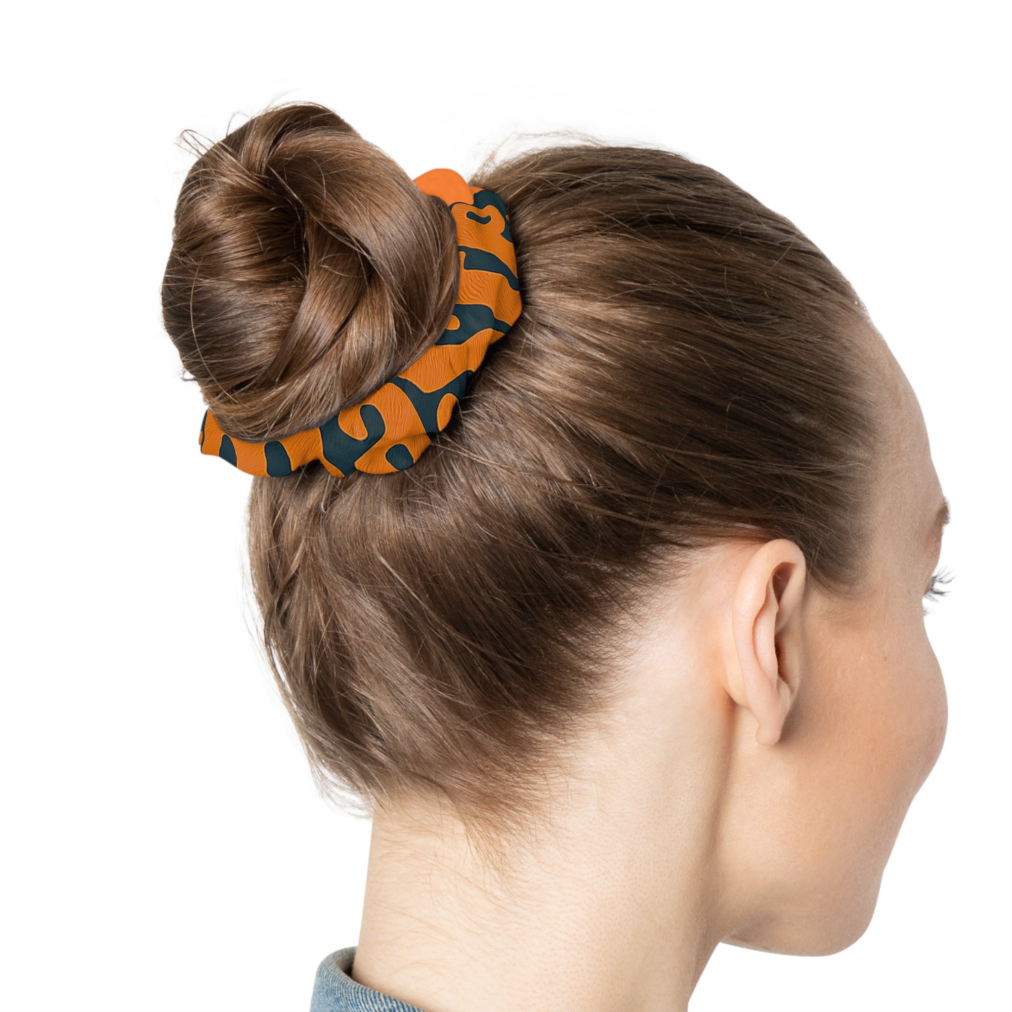 Vibrant Tiger Print Scrunchie | Hair Accessories for Animal Lovers, Creative Gifts for Friends, Party and Casual Wear