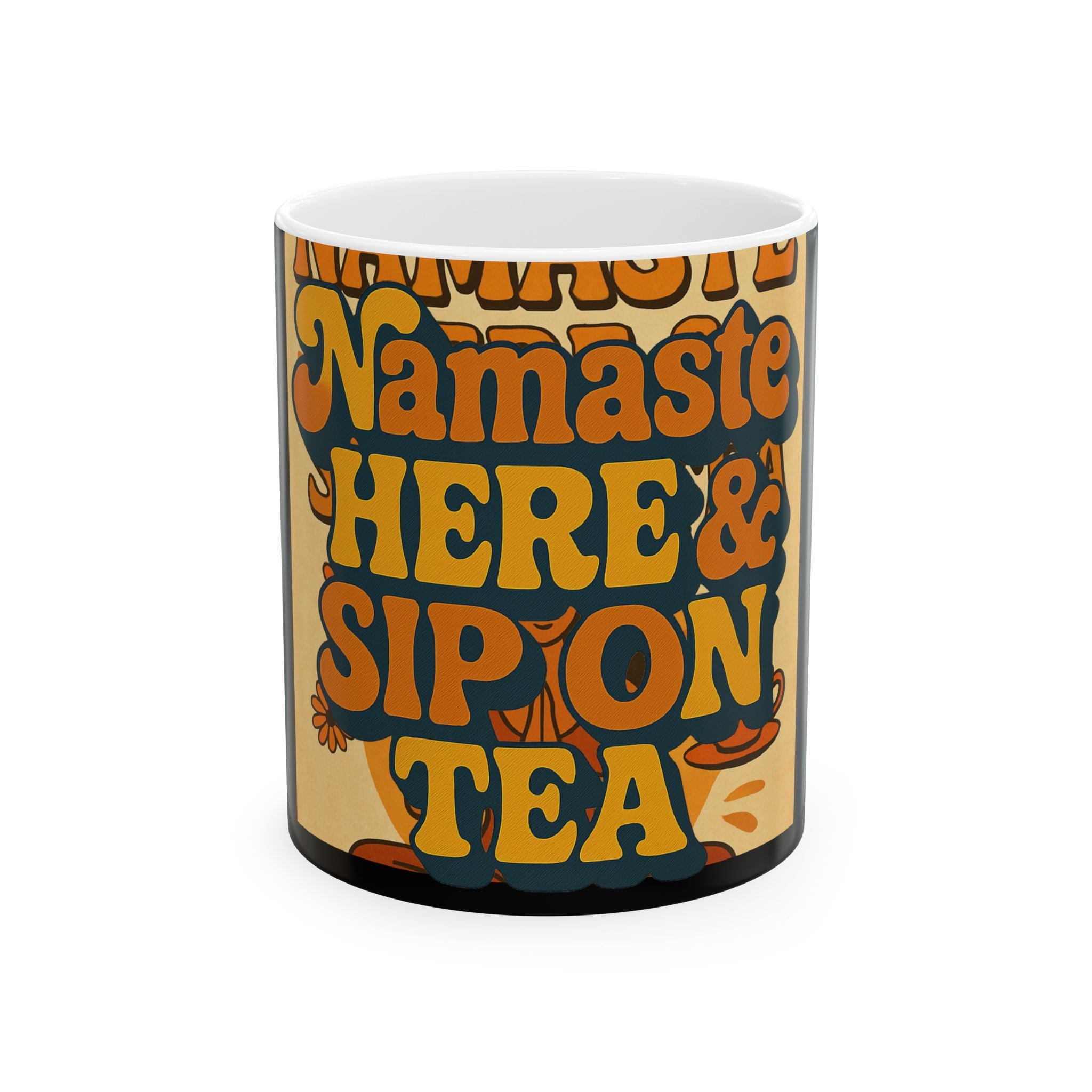 Namaste Sip On Tea Ceramic Mug, Boho Style Coffee Cup, Perfect for Yoga Lovers, Gift for Tea Enthusiasts, Relaxation Gifts
