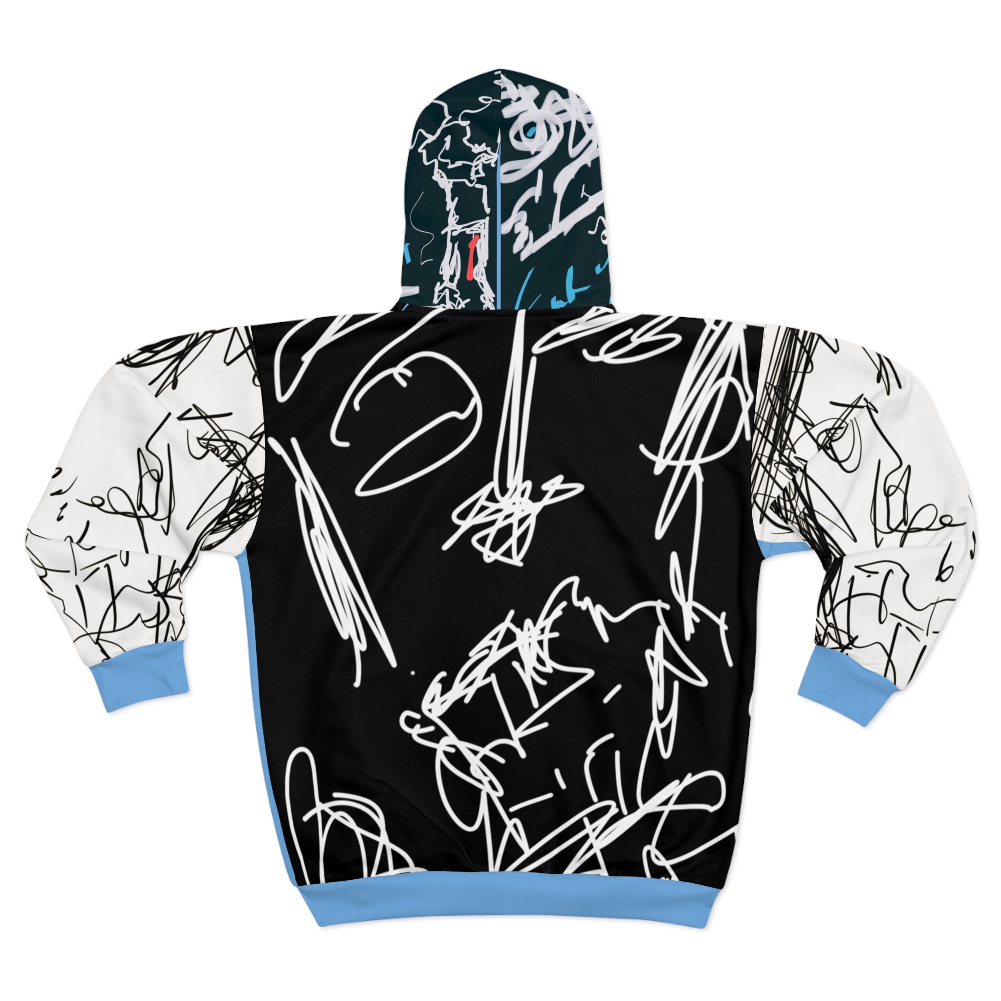 Artistic Unisex Zip Hoodie, Abstract Graphic Hoodie, Trendy Streetwear Jacket, Unique Gift for Art Lovers, Cozy Layer for All Occasions