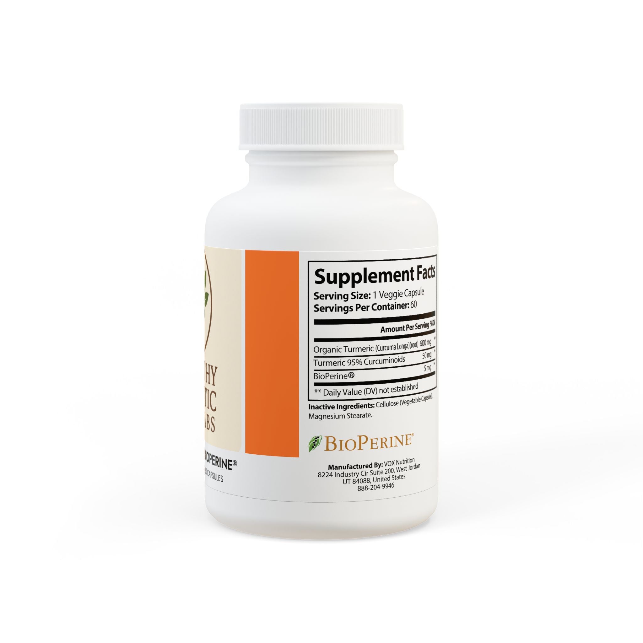 Turmeric with BioPerine® (Black Pepper Fruit Extract) Supplement (60 Capsules)