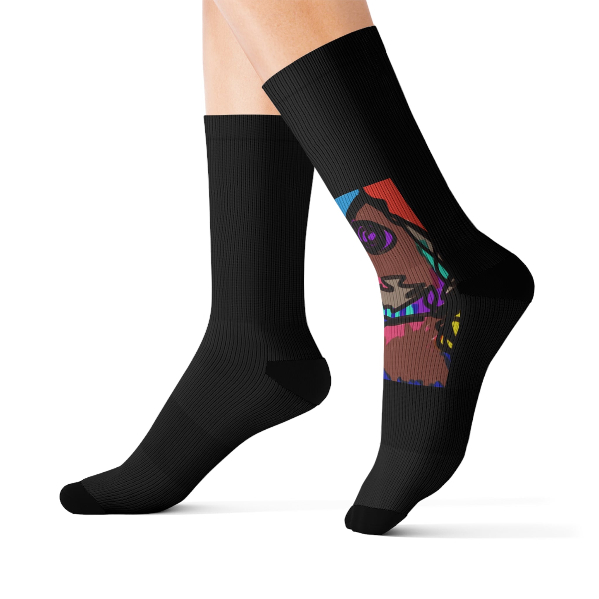 Colorful Artistic Sublimation Socks, Funky Socks, Gift for Her, Unique Fun Socks, Creative Footwear, Quirky Fashion Accessories