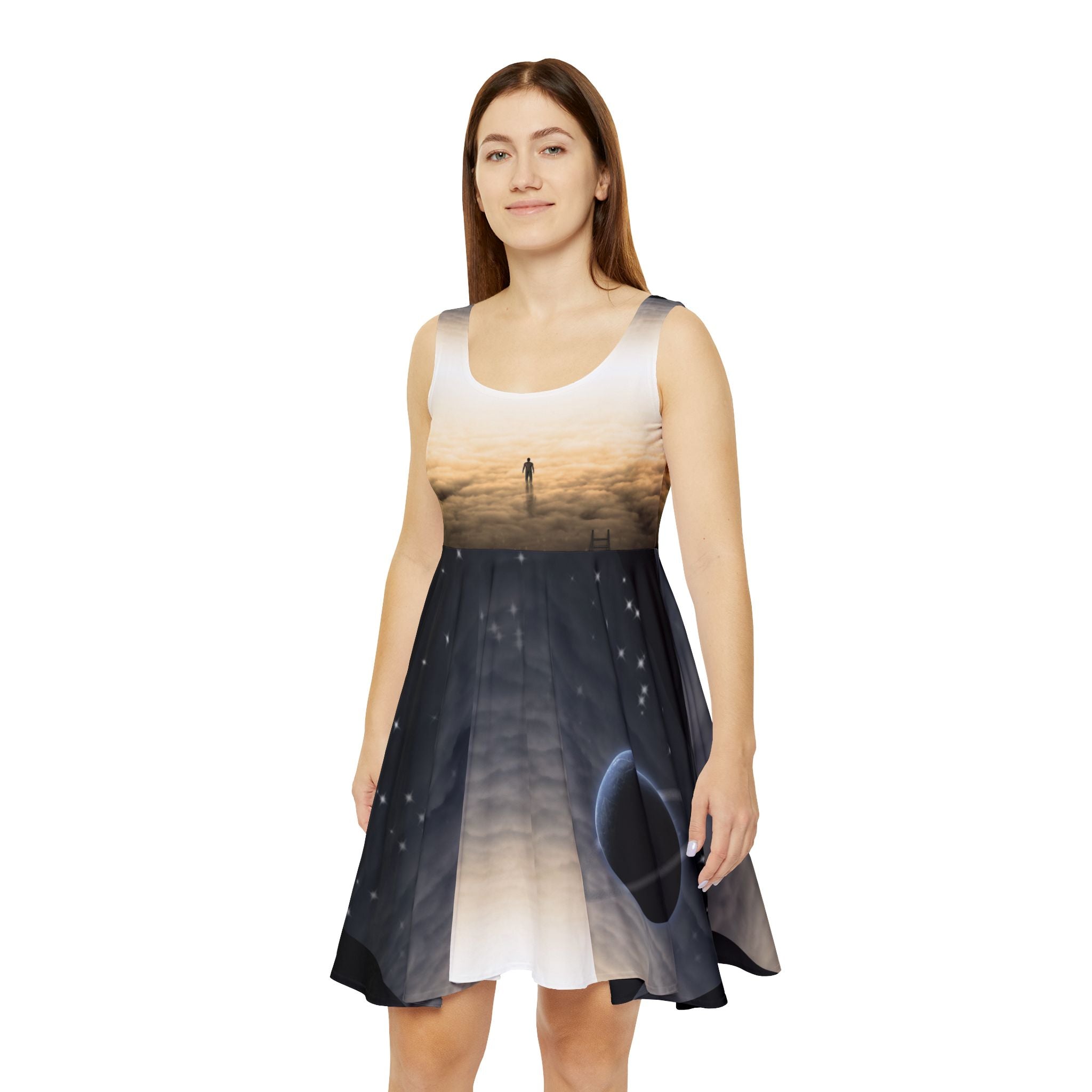 Cosmic Dream Women's Skater Dress, AOP, Vintage Glam, Festival Outfit, Boho Chic, Space Print Dress, Ideal for Summer Events