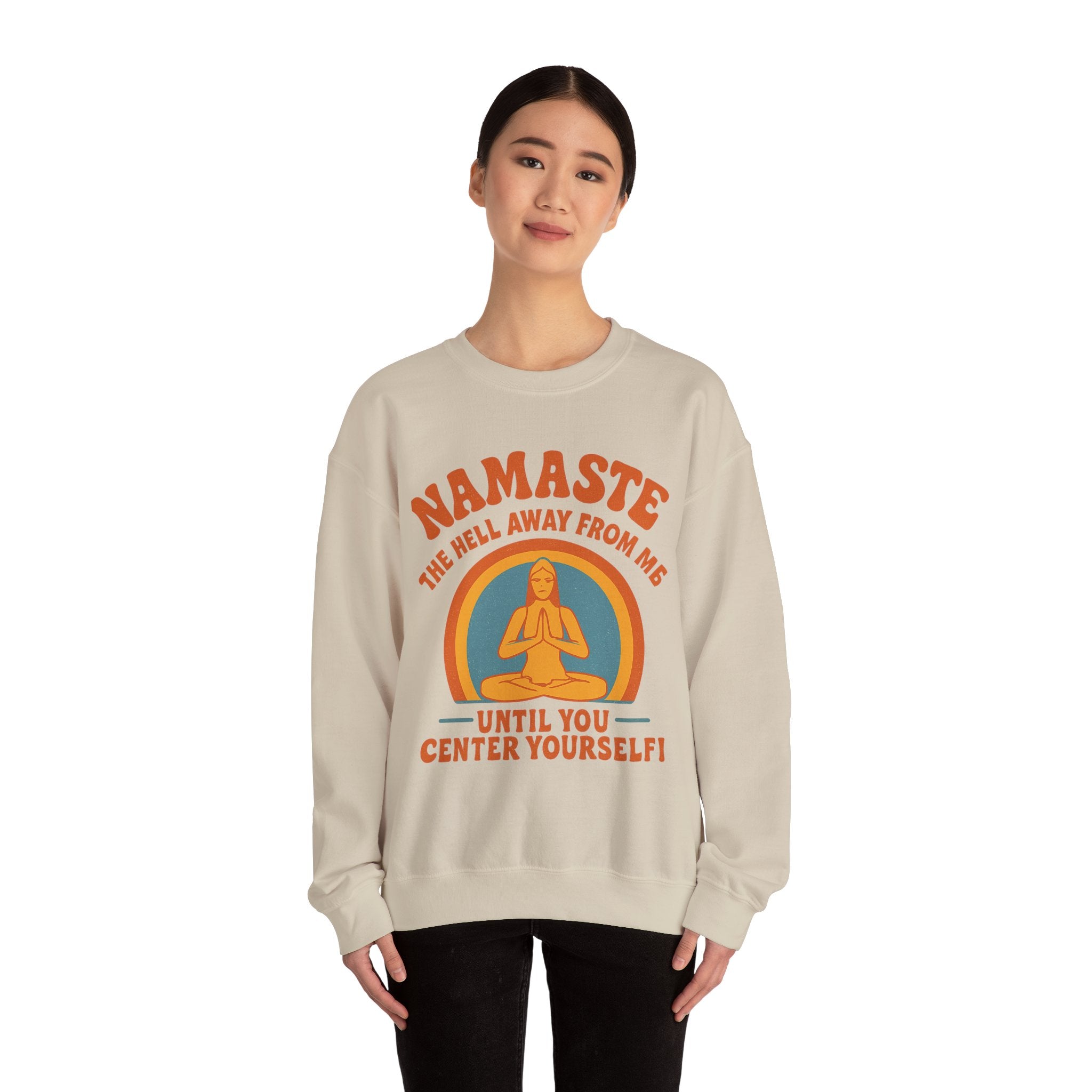 Namaste Sweatshirt, Funny Yoga Crewneck, Unisex Heavy Blend, Spiritual Gift, Meditation Apparel, Mindfulness Clothing, Self-Care Cozy Wear