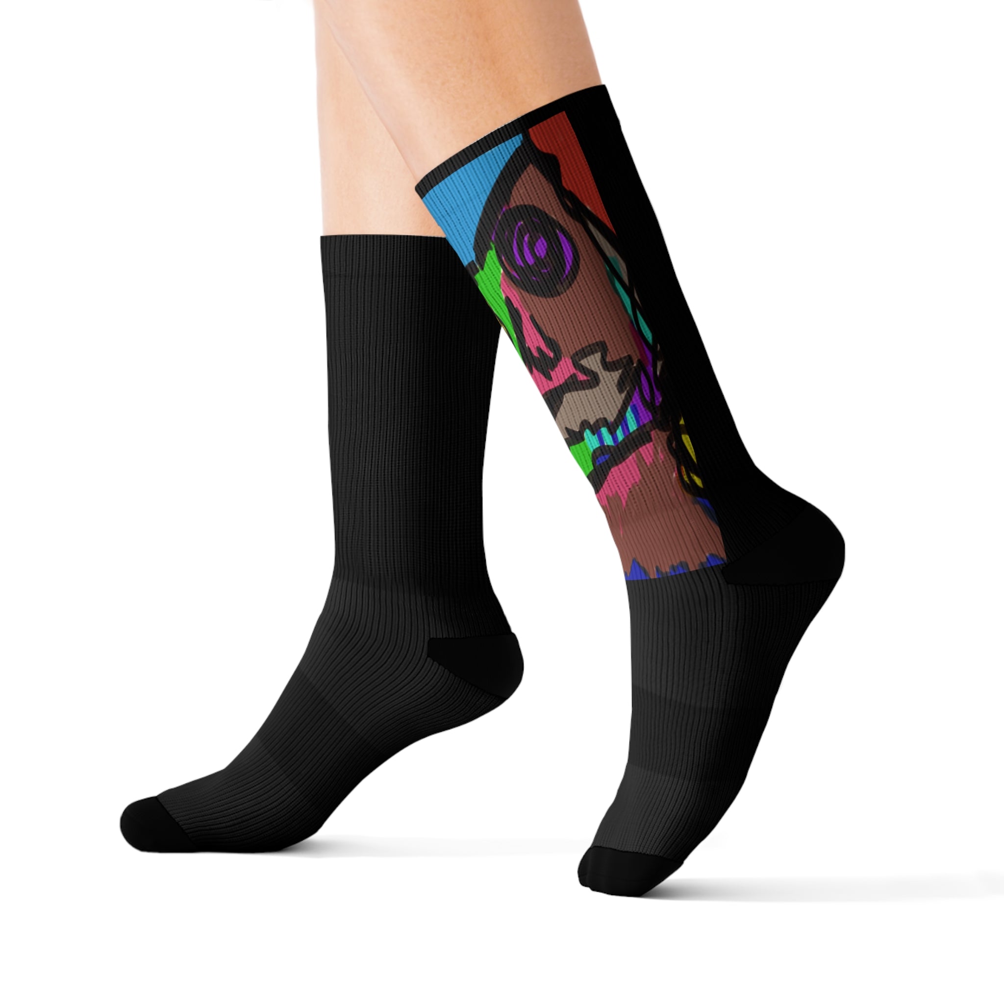 Colorful Artistic Sublimation Socks, Funky Socks, Gift for Her, Unique Fun Socks, Creative Footwear, Quirky Fashion Accessories