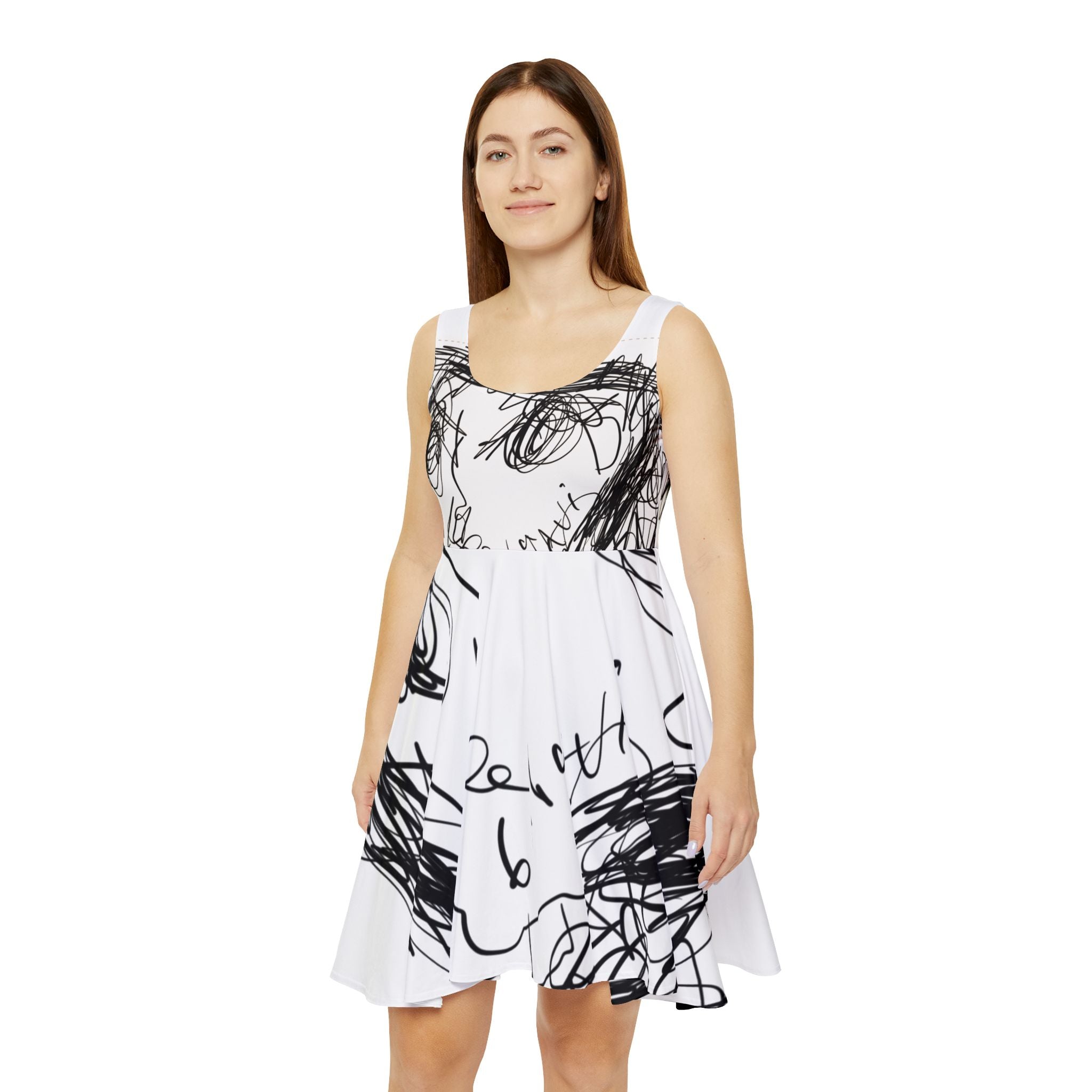 Art-Inspired Women's Skater Dress, Unique Fashion Piece, Stylish Summer Dress, Casual Wear, Ideal for Art Lovers, Gift for Birthdays