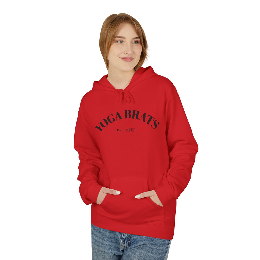 "Yoga Brats"Fleece Hoodie, Cozy Sweatshirt for Yogis, Unisex Pullover for Yoga Practice, Comfortable Lounge Wear, Gift for Mindfulness