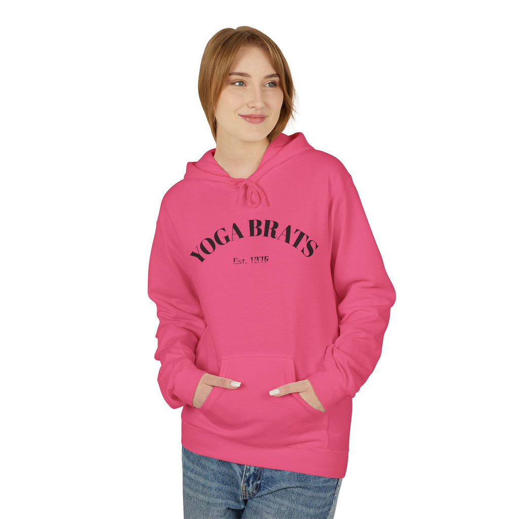 "Yoga Brats"Fleece Hoodie, Cozy Sweatshirt for Yogis, Unisex Pullover for Yoga Practice, Comfortable Lounge Wear, Gift for Mindfulness