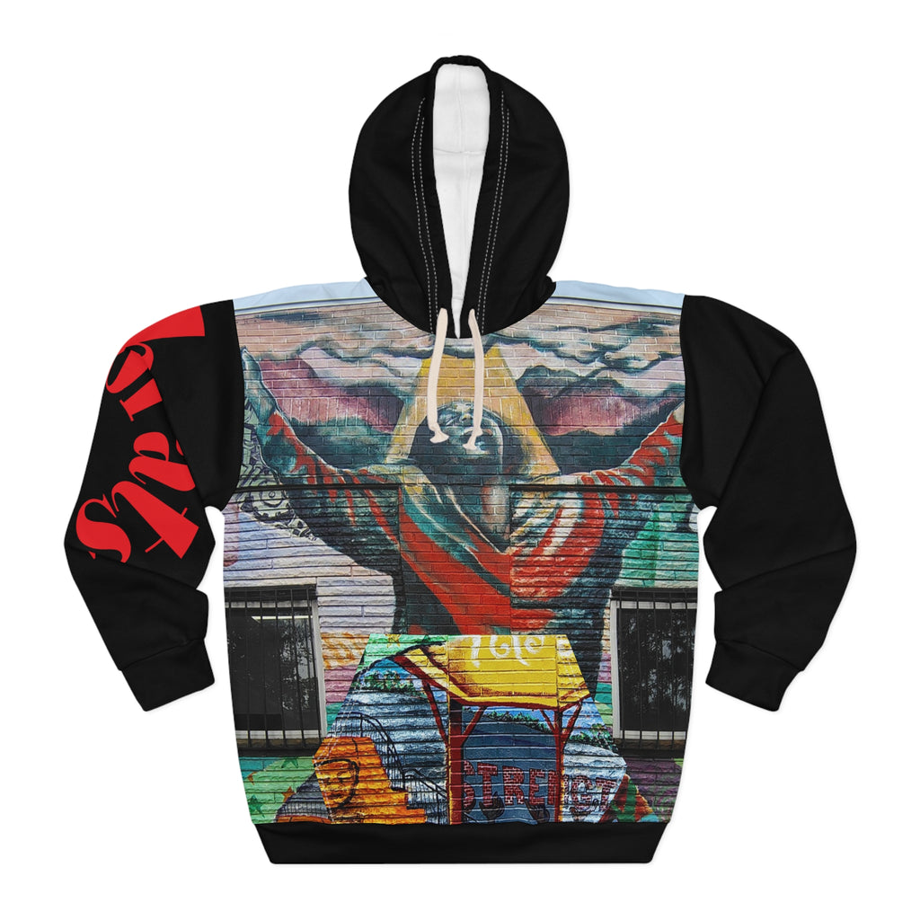 Guru Navi's Urban Artistic Unisex Pullover Hoodie, Streetwear, Unique Gift, Cozy Fashion, Graffiti Inspired, Everyday Wear