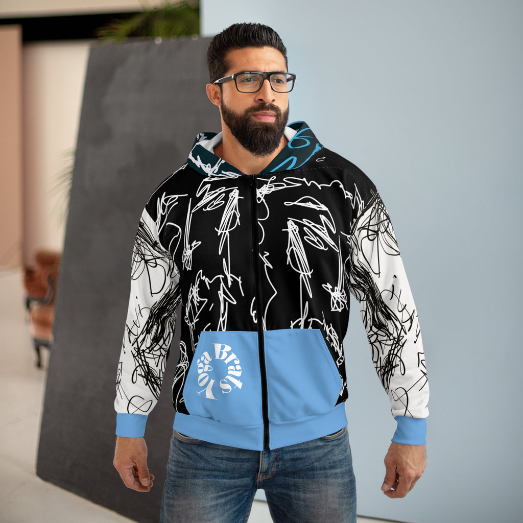 Artistic Unisex Zip Hoodie, Abstract Graphic Hoodie, Trendy Streetwear Jacket, Unique Gift for Art Lovers, Cozy Layer for All Occasions