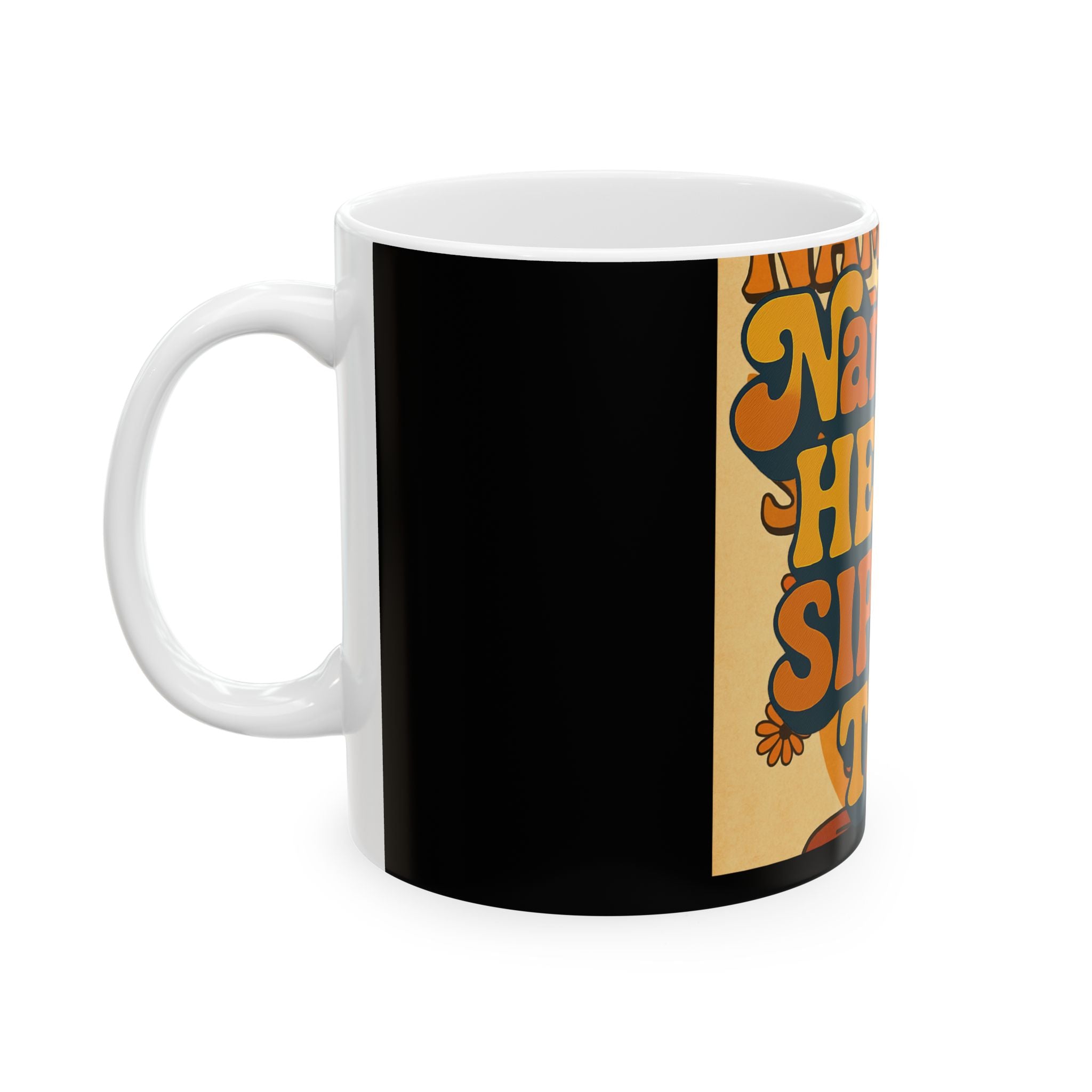 Namaste Sip On Tea Ceramic Mug, Boho Style Coffee Cup, Perfect for Yoga Lovers, Gift for Tea Enthusiasts, Relaxation Gifts