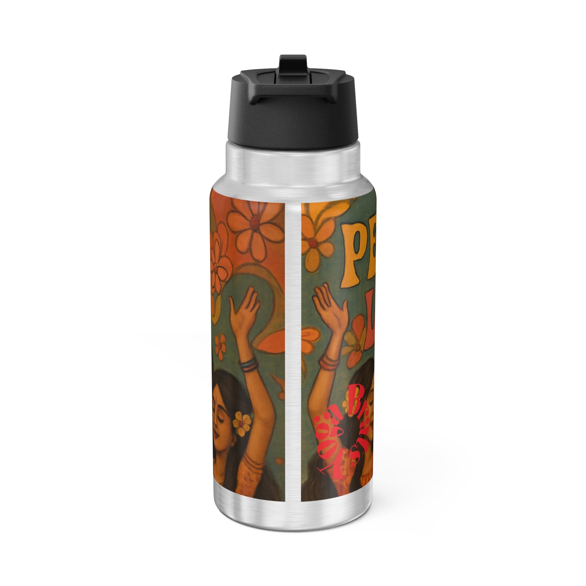 Yoga Brats Peace & Love Gator Tumbler, 32oz - Eco-friendly Water Bottle, Inspirational Gift for Yoga, Meditation, and Everyday Use.