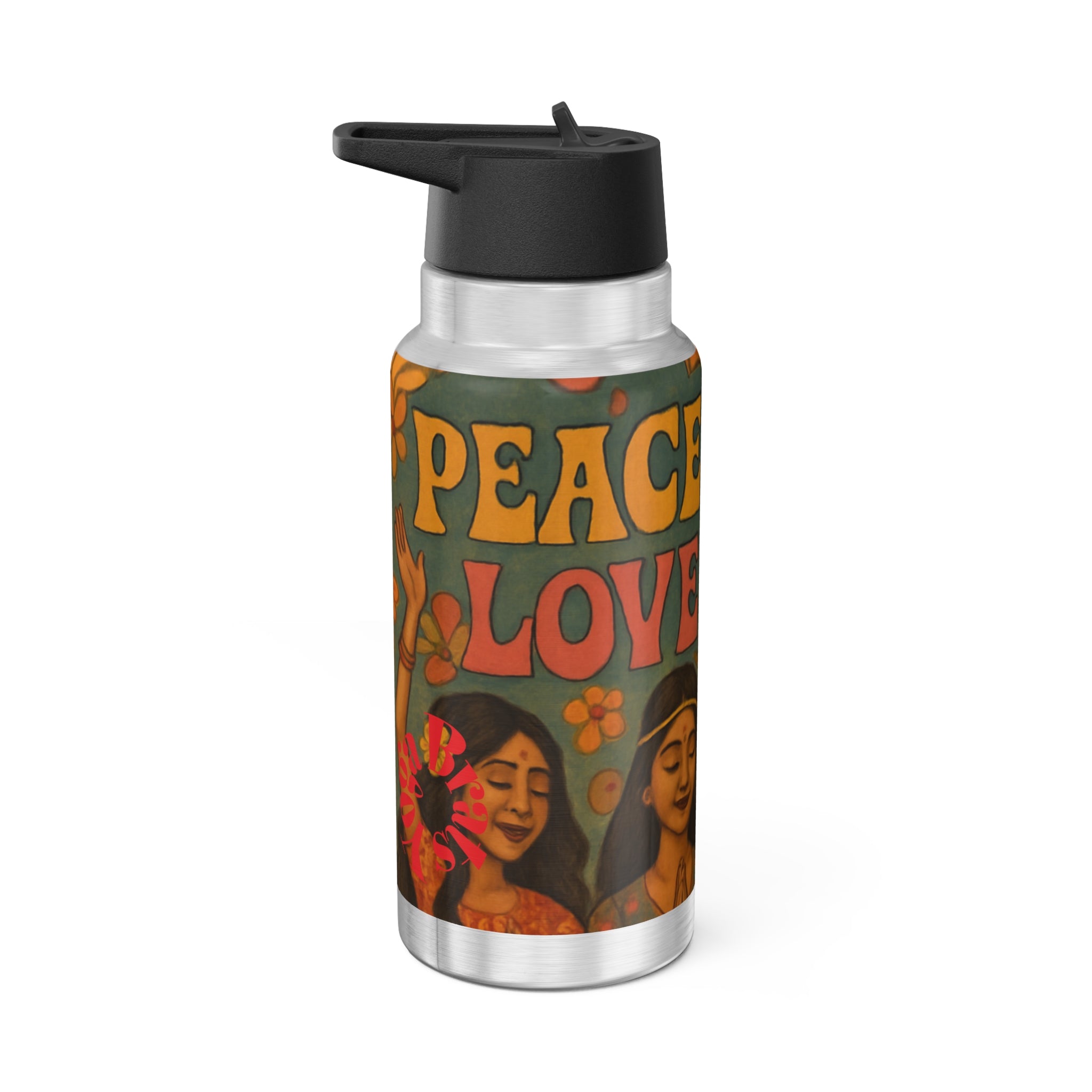 Yoga Brats Peace & Love Gator Tumbler, 32oz - Eco-friendly Water Bottle, Inspirational Gift for Yoga, Meditation, and Everyday Use.