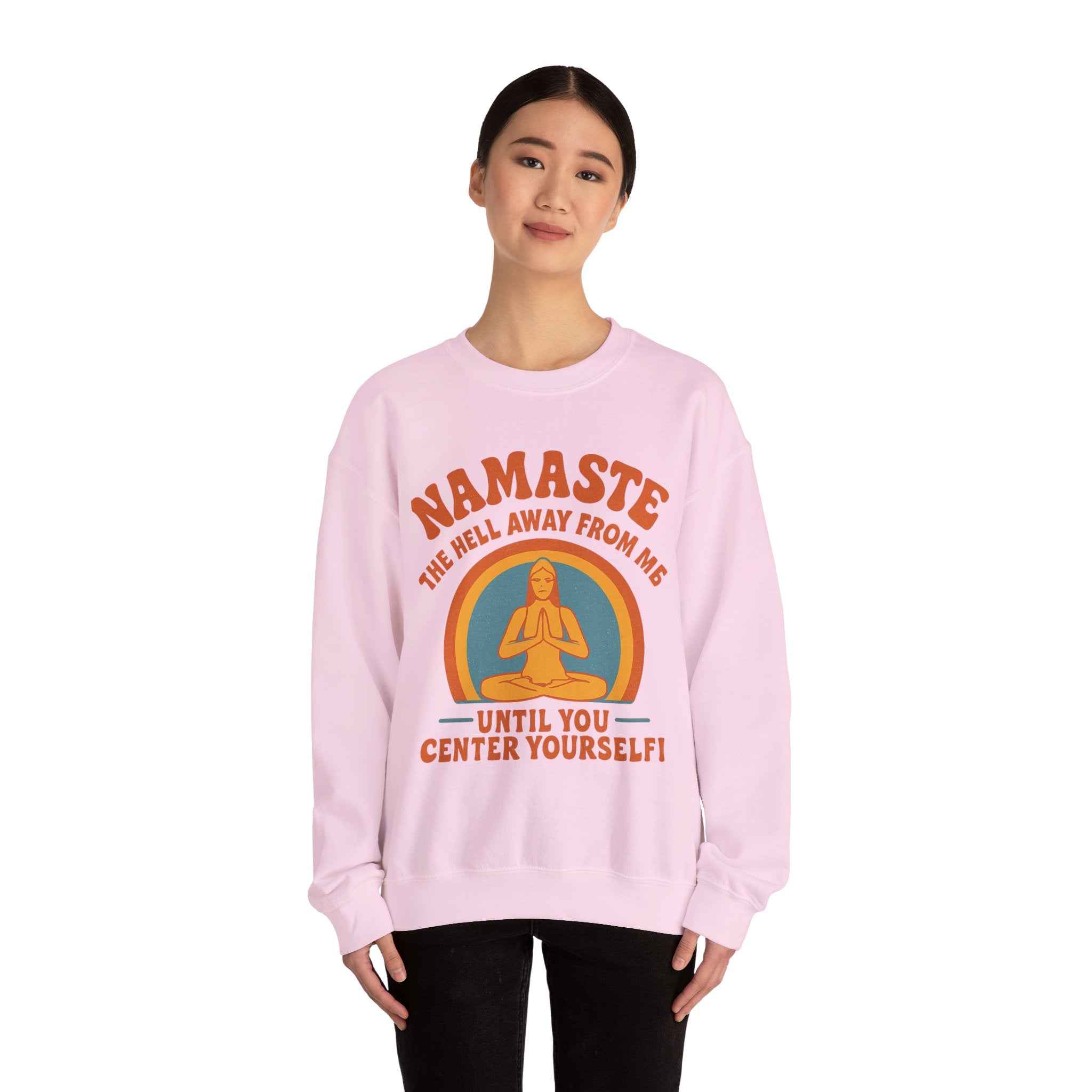 Namaste Sweatshirt, Funny Yoga Crewneck, Unisex Heavy Blend, Spiritual Gift, Meditation Apparel, Mindfulness Clothing, Self-Care Cozy Wear