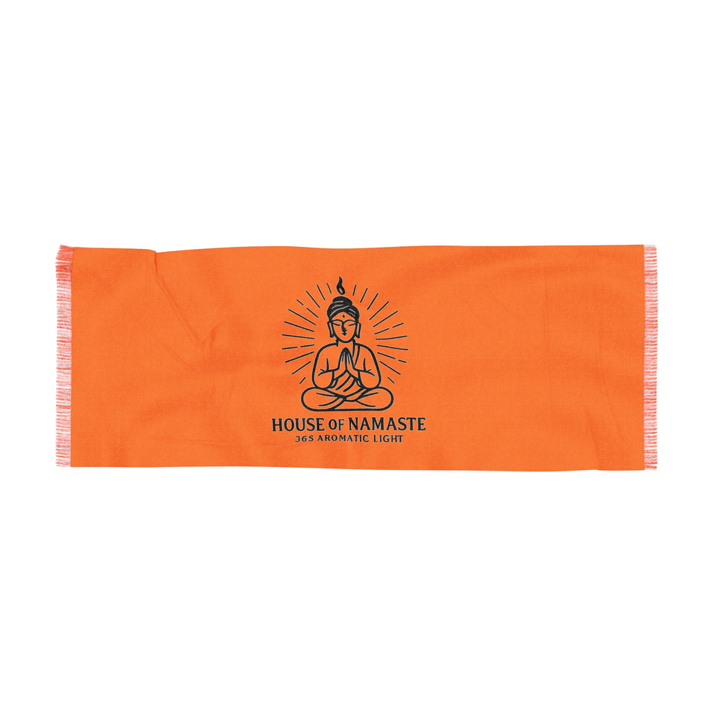 Light Scarf with Spiritual Buddha Design, Yoga Accessory, Meditation Gift, Light Weight Wrap, Namaste Scarf for Mindfulness