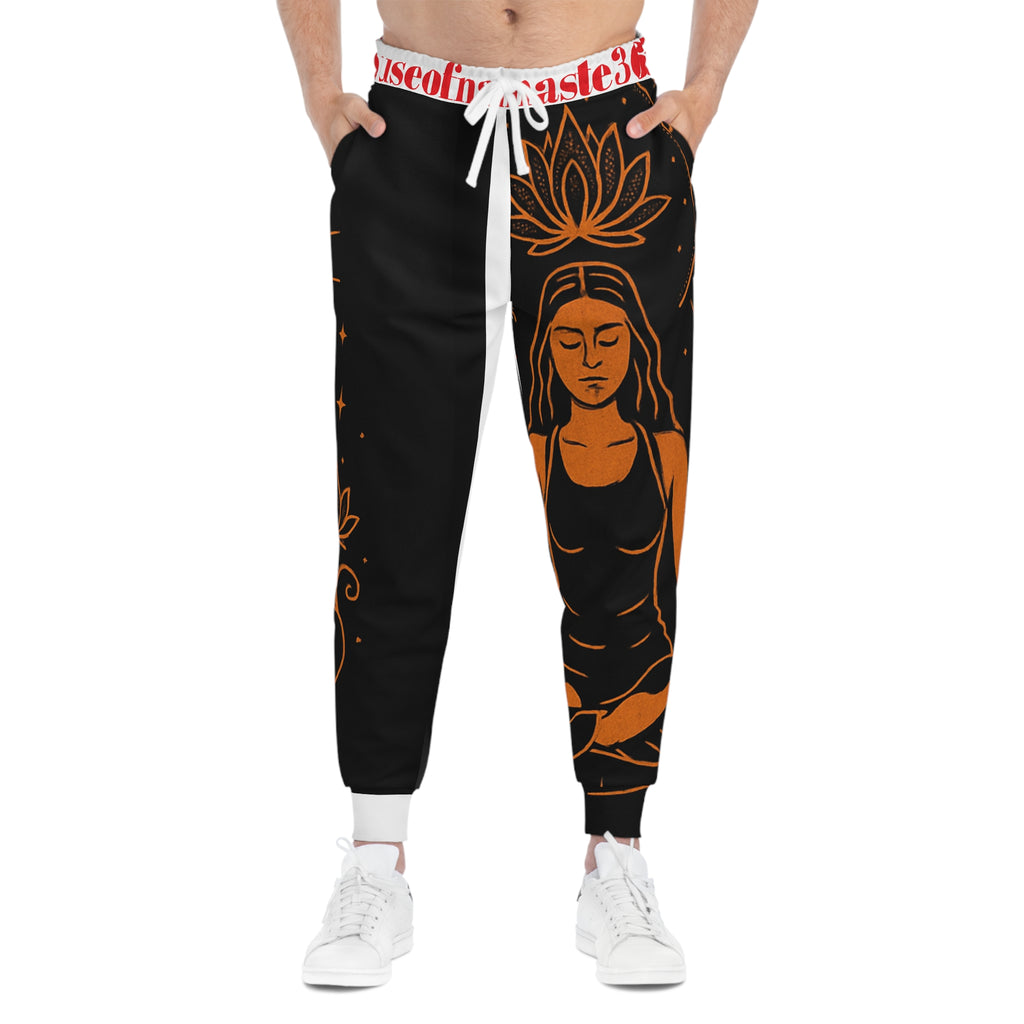 Meditative Themed Athletic Joggers, Relaxed Fit Pants for Yoga, Leisure Wear, Gift for Mindfulness, Women's Joggers