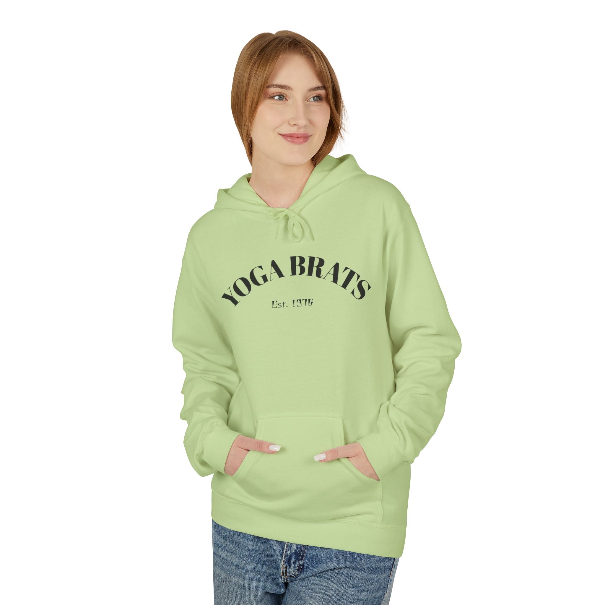 "Yoga Brats"Fleece Hoodie, Cozy Sweatshirt for Yogis, Unisex Pullover for Yoga Practice, Comfortable Lounge Wear, Gift for Mindfulness