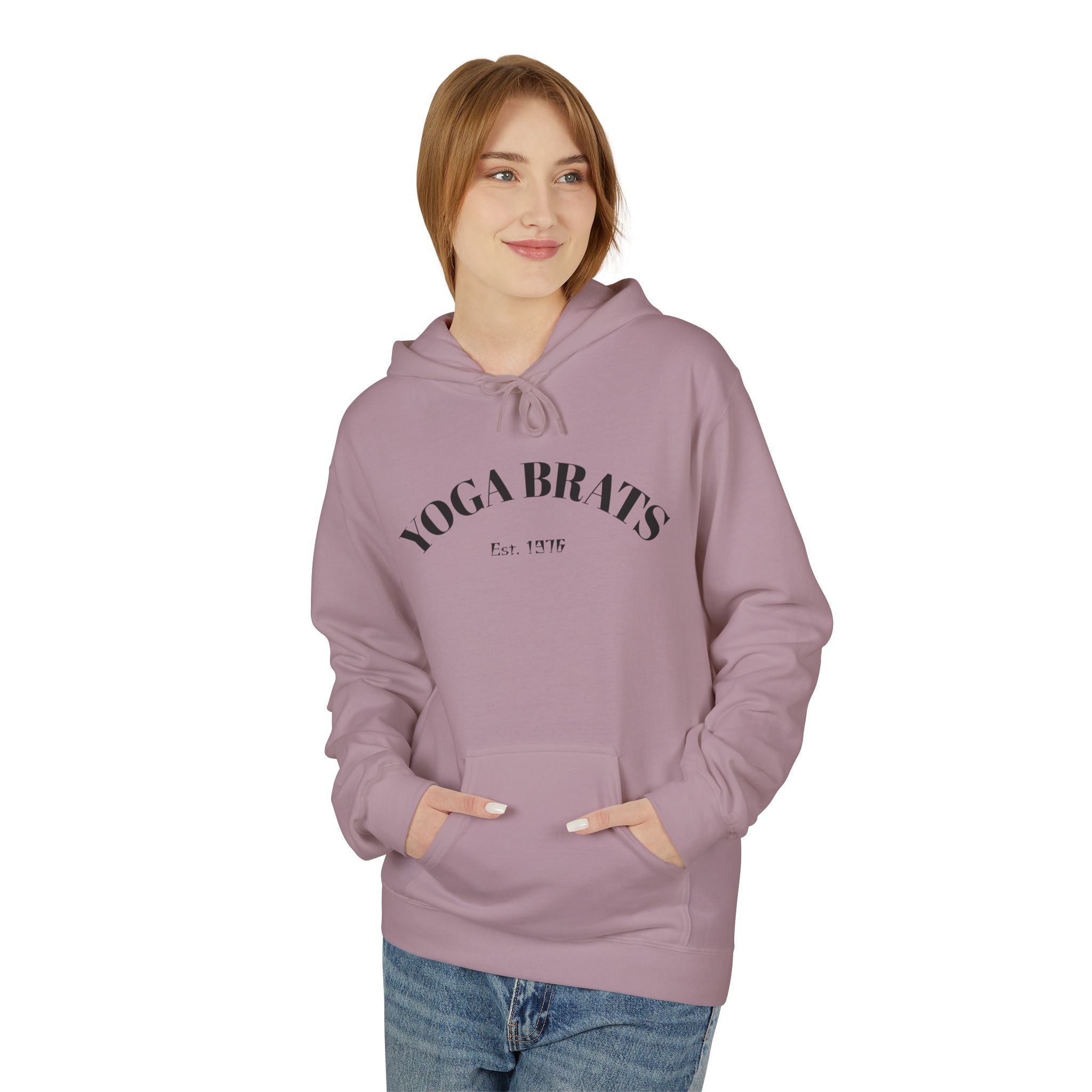 "Yoga Brats"Fleece Hoodie, Cozy Sweatshirt for Yogis, Unisex Pullover for Yoga Practice, Comfortable Lounge Wear, Gift for Mindfulness
