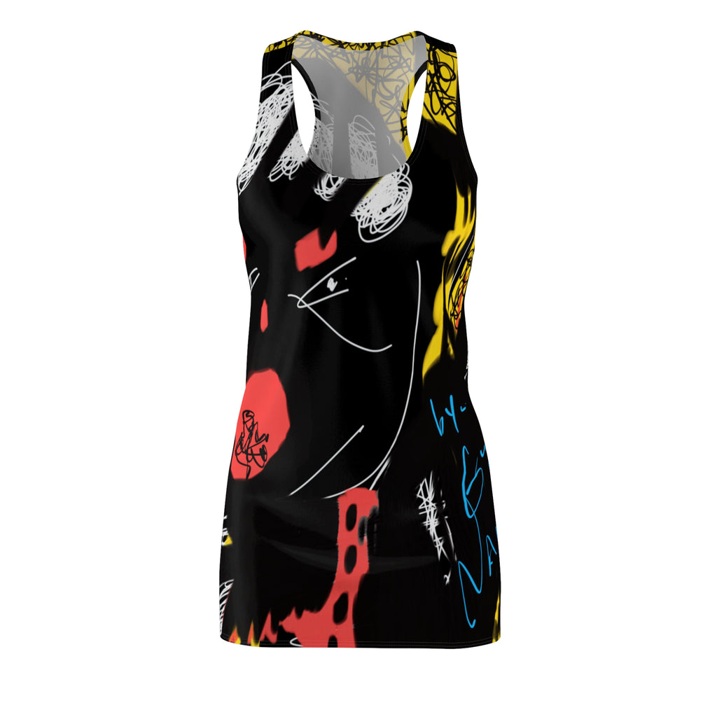 Guru K. A. Navi "Salvation" Vibrant Women's Racerback Dress, Artistic Summer Dress, Casual Party Wear, Unique AOP Dress, Festival Outfit, Streetwear Dress