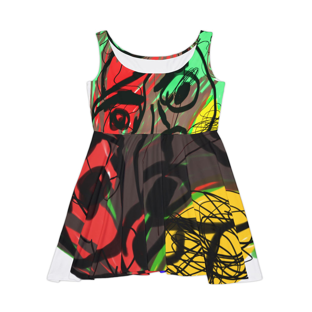 Guru K.A. Navi Vibrant Art-Inspired Women's Skater Dress, Unique Pattern Dress, Casual Summer Outfit, Bohemian Style Dress, Festival Wear, Colorful [...]