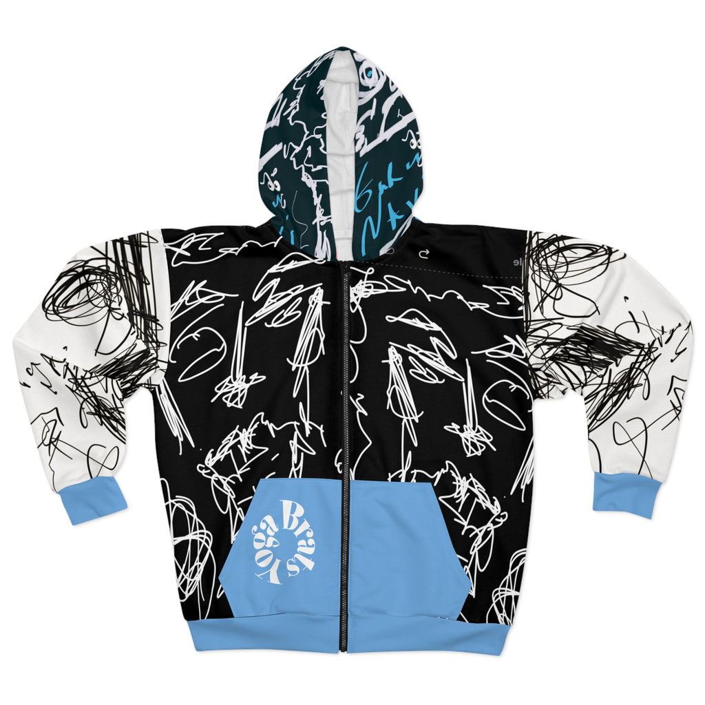 Artistic Unisex Zip Hoodie, Abstract Graphic Hoodie, Trendy Streetwear Jacket, Unique Gift for Art Lovers, Cozy Layer for All Occasions