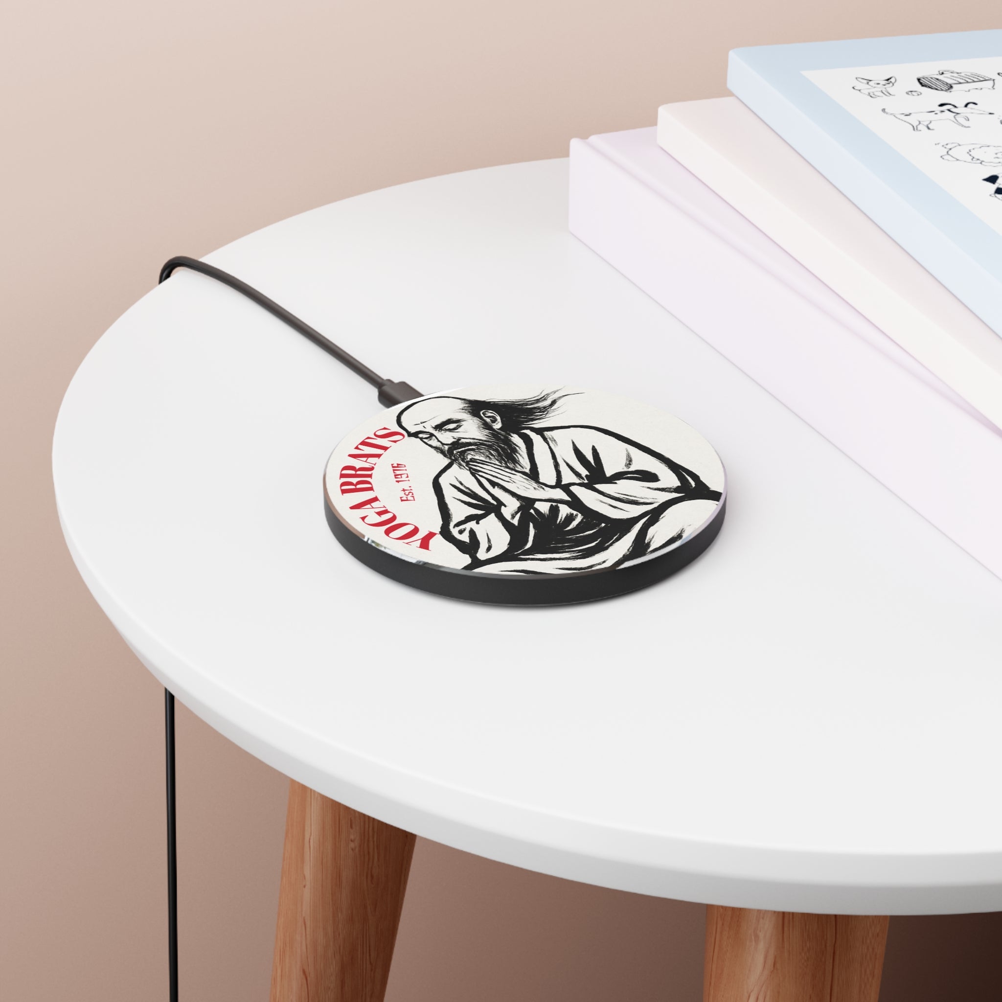 Yoga Brats Wireless Charger - Meditative Tech Gift, Minimalist Home Decor, Yoga Lover Accessories, Relaxation Station, Eco-Friendly Power