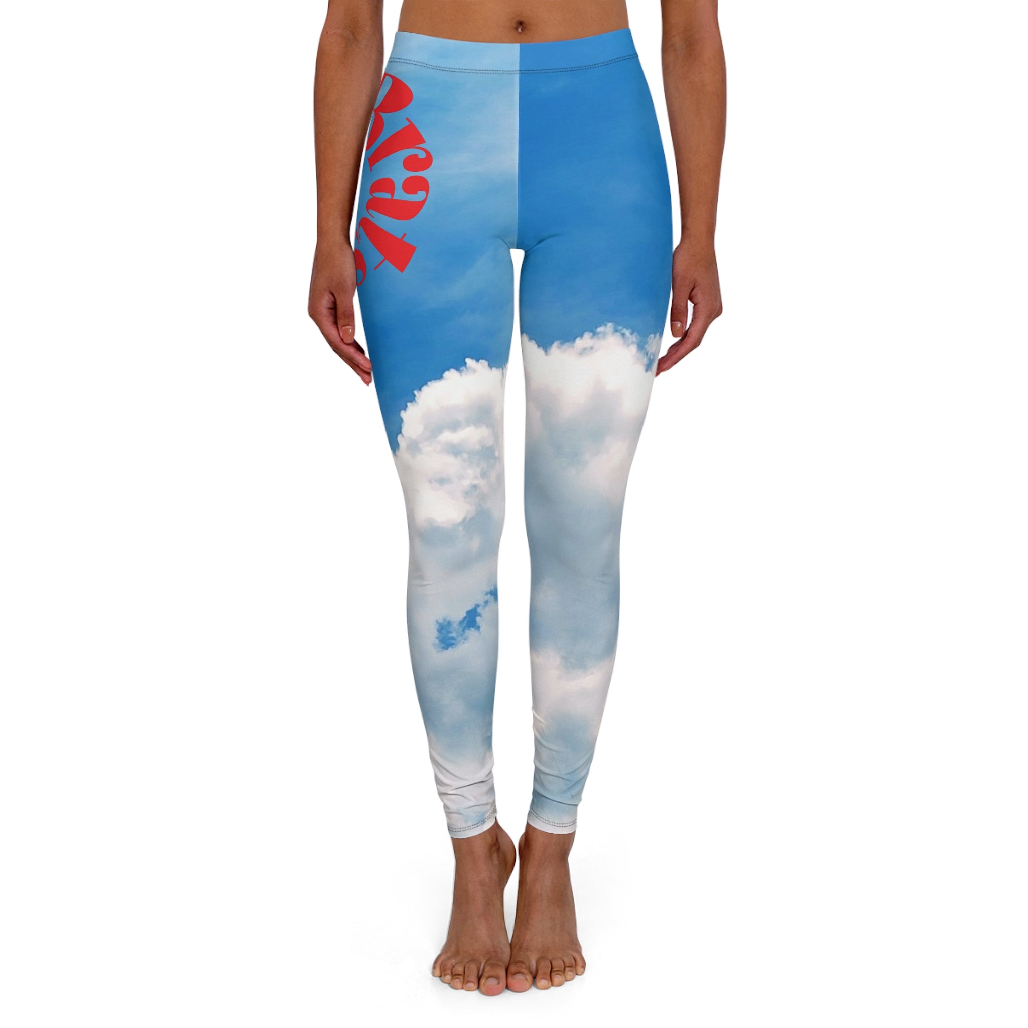 Yoga Brats Artistic Sky Cloud Print Women's Spandex Leggings, Comfortable Activewear, Yoga Pants, Everyday Apparel, Fitness Leggings, Spring Fashion