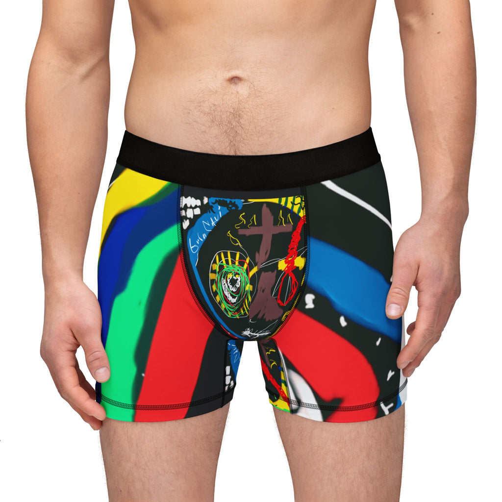 Introducing one of the greatest abstract artists in our era "Guru k. A. Navi" as he blesses us with his artist creativity!, Celebration Apparel... Namaste! (His piece of Art on these boxers is called "Babylonian Smithsonian!")