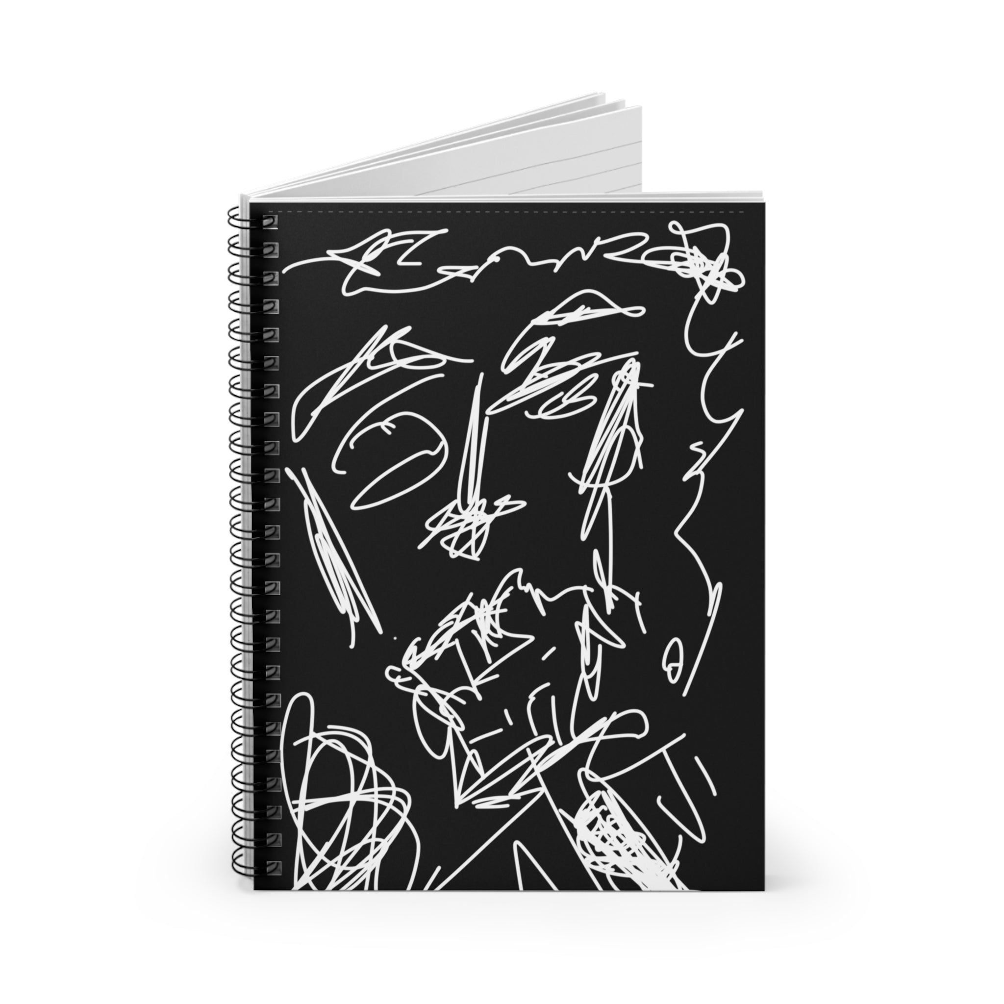 Artistic Spiral Notebook - Ruled Line, Sketchbook for Artists, Creative Journaling, Unique Gift for Students, Black Background Design
