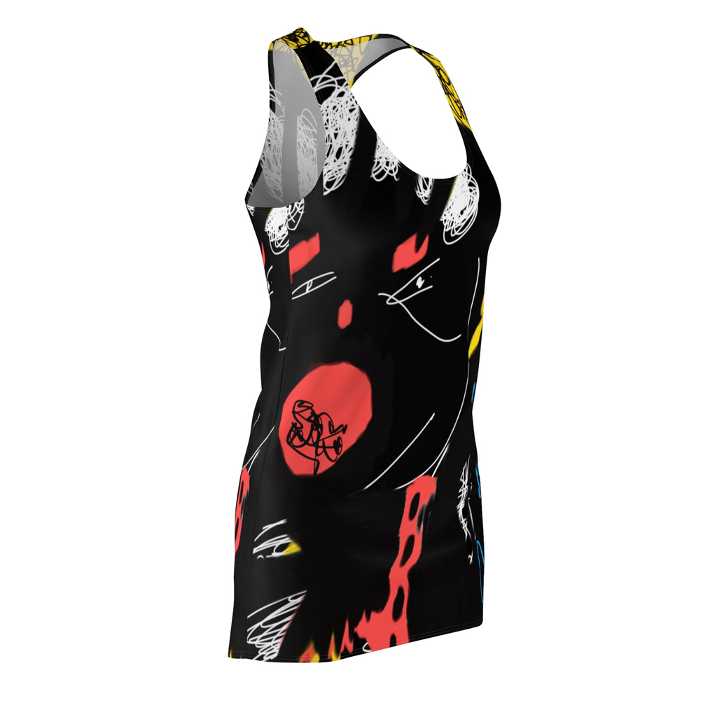 Guru K. A. Navi "Salvation" Vibrant Women's Racerback Dress, Artistic Summer Dress, Casual Party Wear, Unique AOP Dress, Festival Outfit, Streetwear Dress