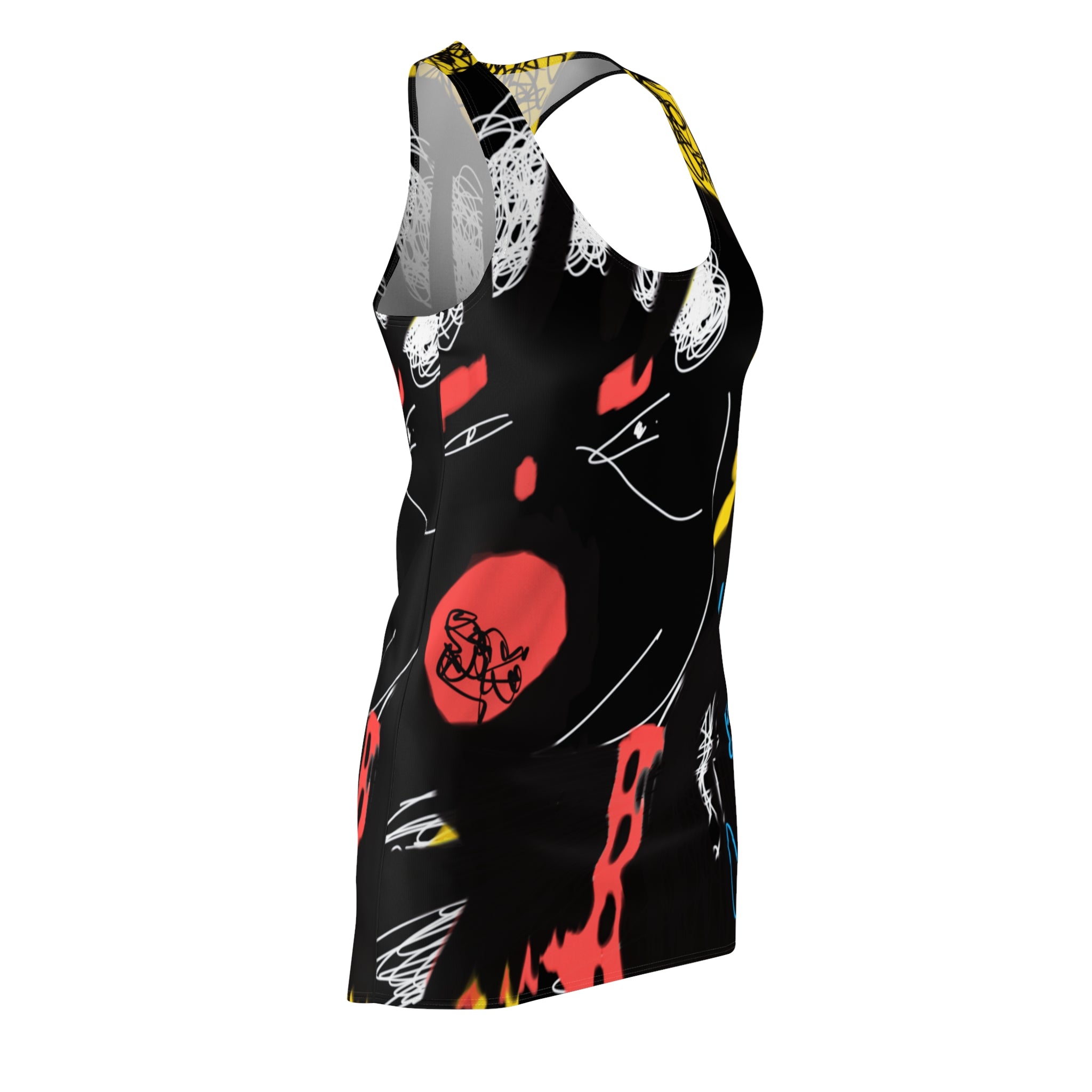 Guru K. A. Navi "Salvation" Vibrant Women's Racerback Dress, Artistic Summer Dress, Casual Party Wear, Unique AOP Dress, Festival Outfit, Streetwear Dress